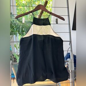 Black and Tan Crossback Silk Top - Size: Small
